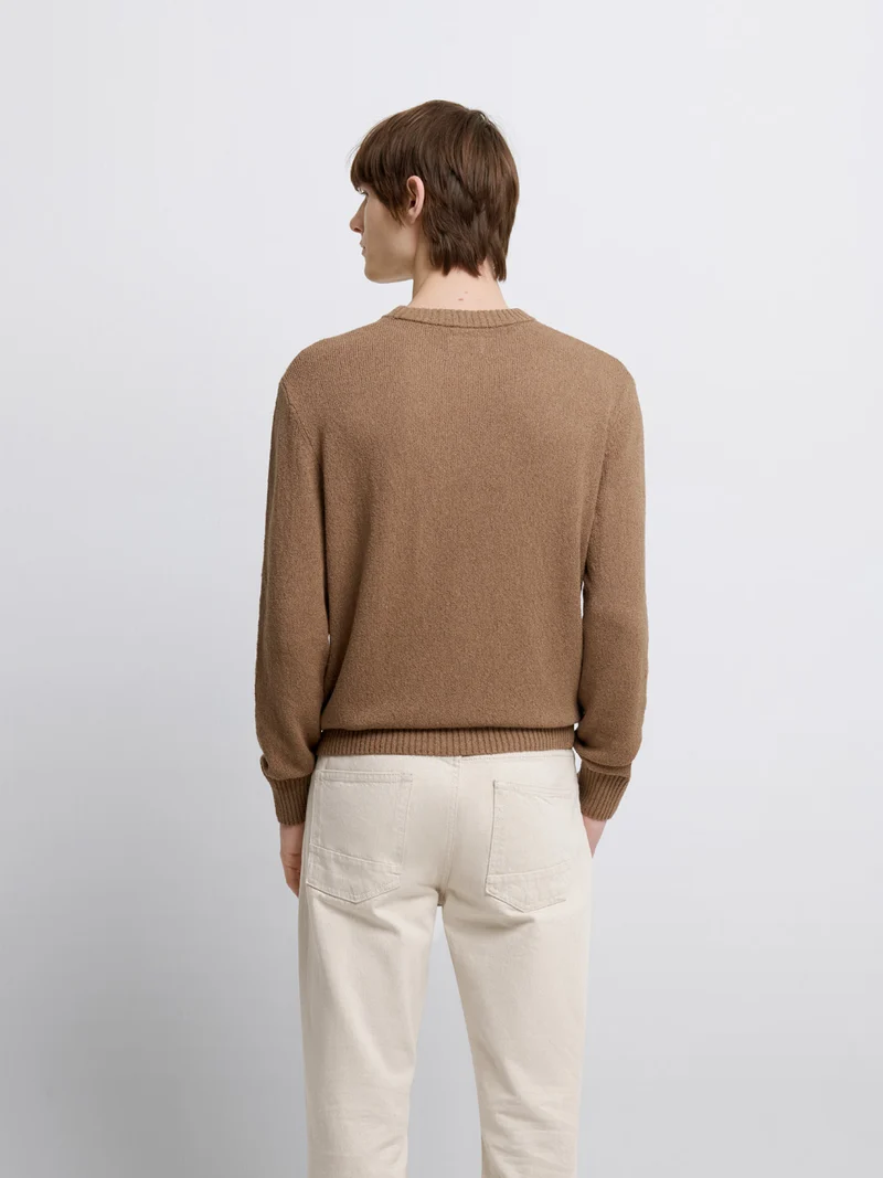 Pull col rond en coton-lin