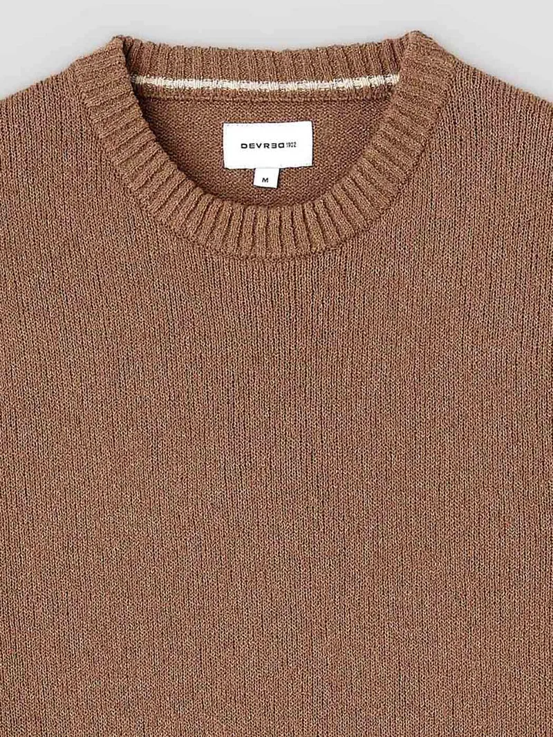 Pull col rond en coton-lin