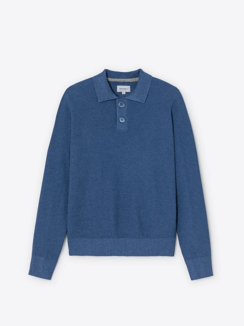 Pull polo col boutonné viscose certifiée