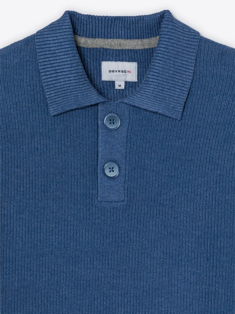 Pull polo col boutonné viscose certifiée