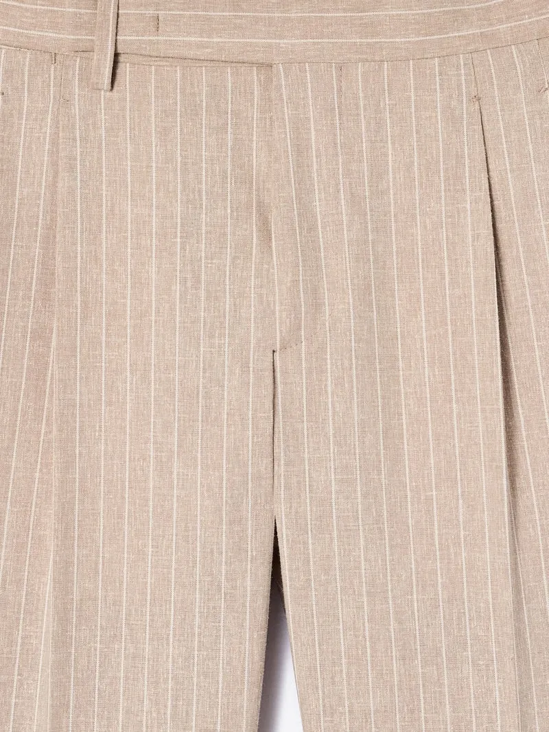 Pantalon de costume slim coton lin rayé