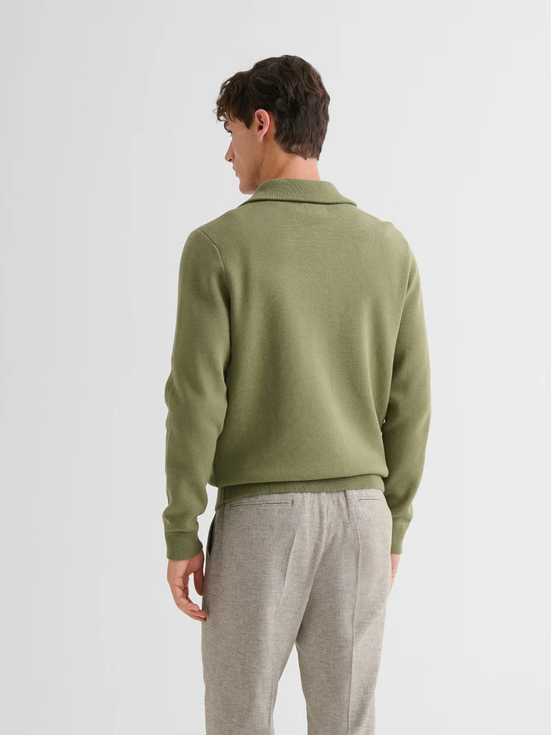 Cardigan col montant zippé en coton