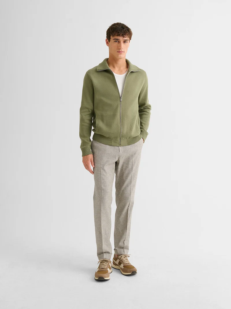 Cardigan col montant zippé en coton