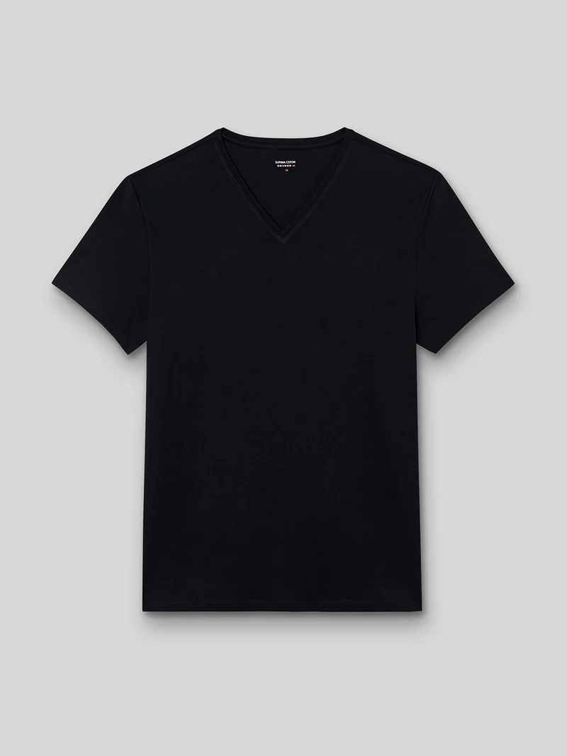 T-shirt col V en coton Supima®