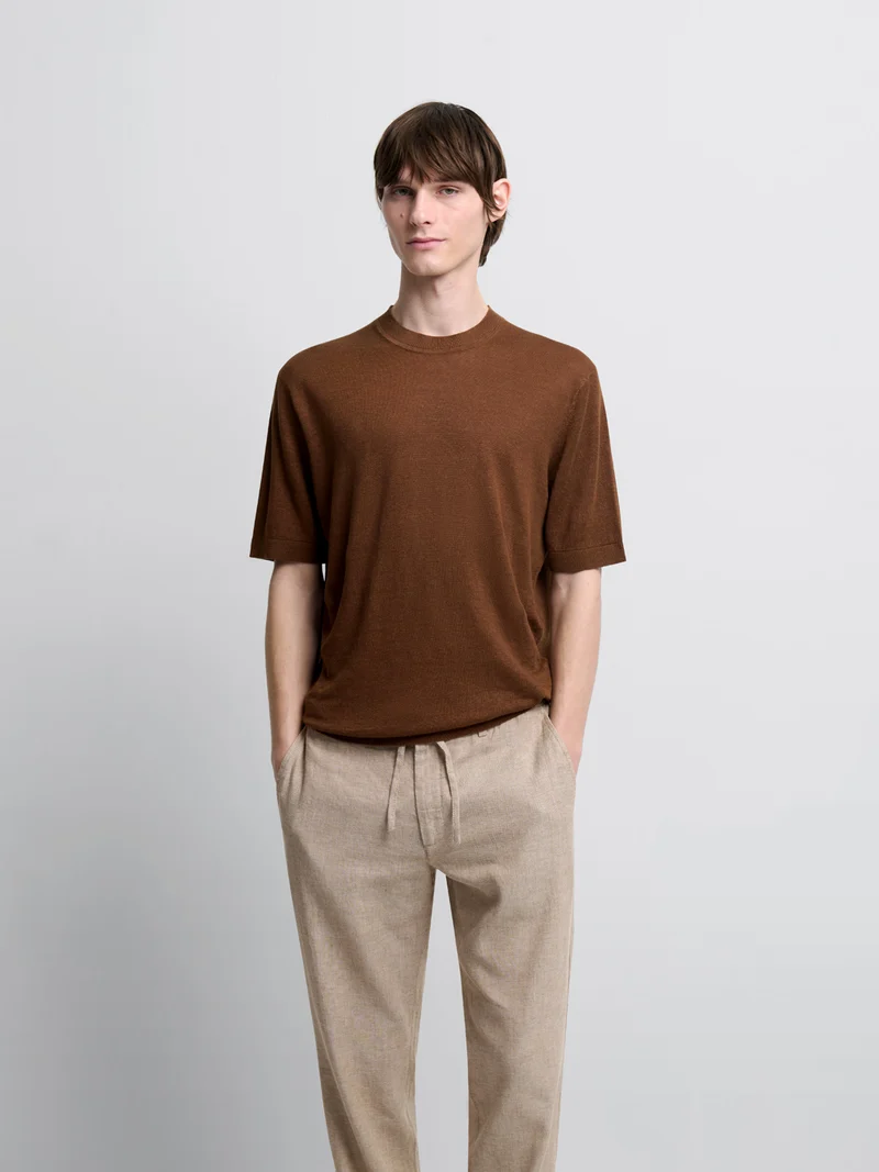 T-shirt maille col rond en lin