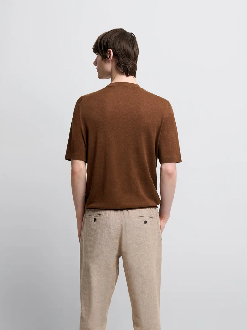 T-shirt maille col rond en lin