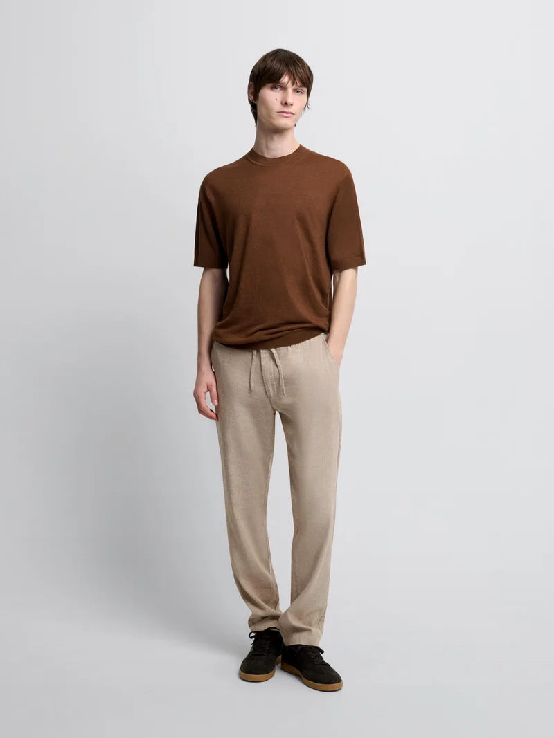 T-shirt maille col rond en lin