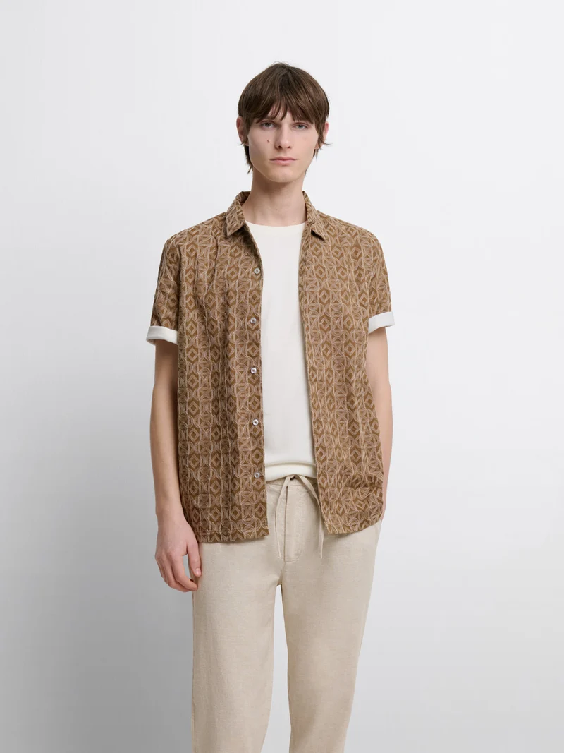 Chemise manches courtes regular à motif