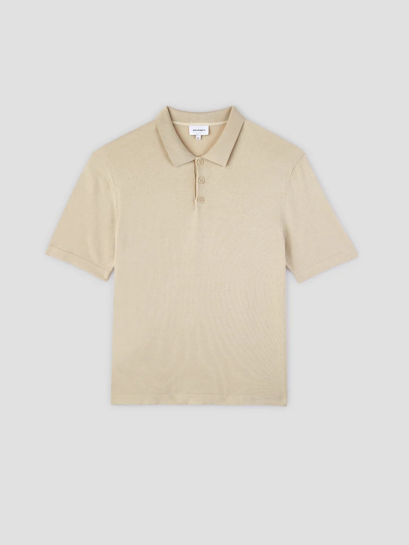 Polo col boutonné en soie mélangé