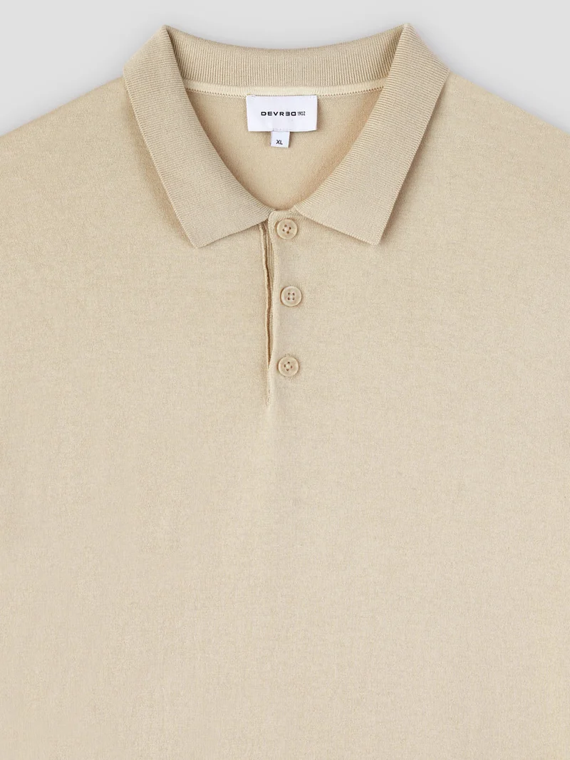 Polo col boutonné en soie mélangé