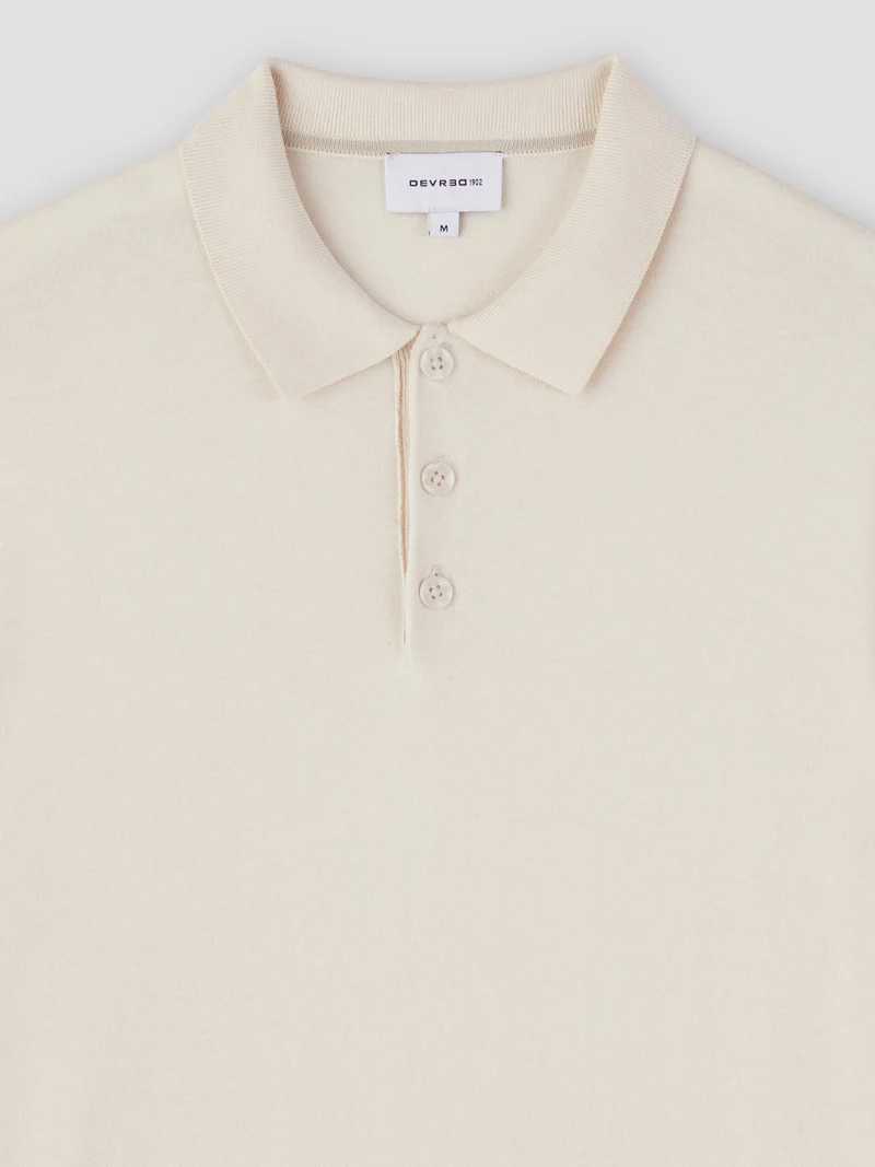 Polo col boutonné en soie mélangé