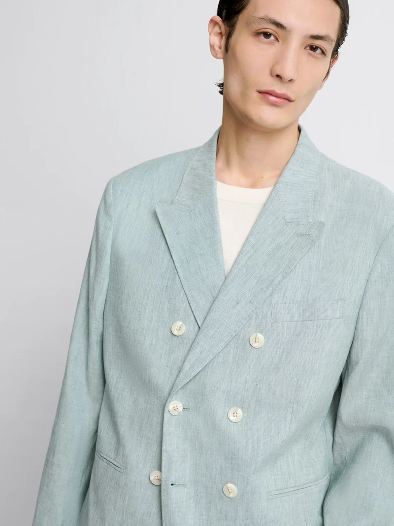 Veste de costume croisée en lin mélangé