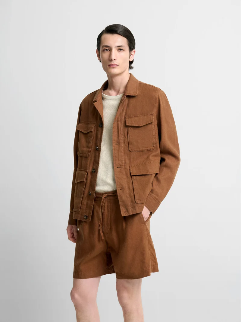 Veste col chemise en lyocell et lin