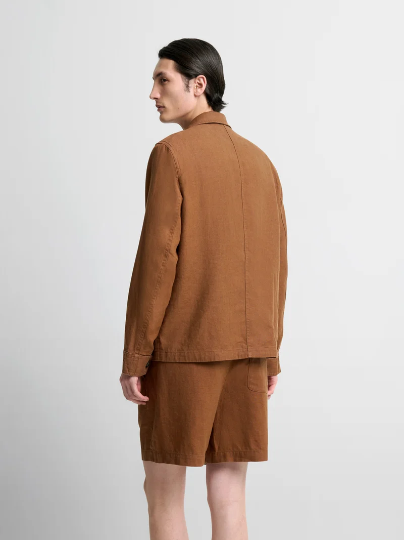 Veste col chemise en lyocell et lin