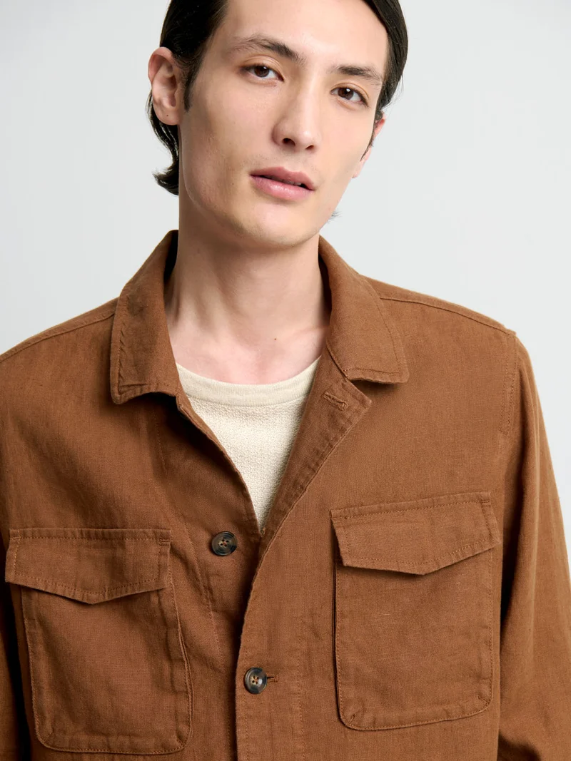 Veste col chemise en lyocell et lin