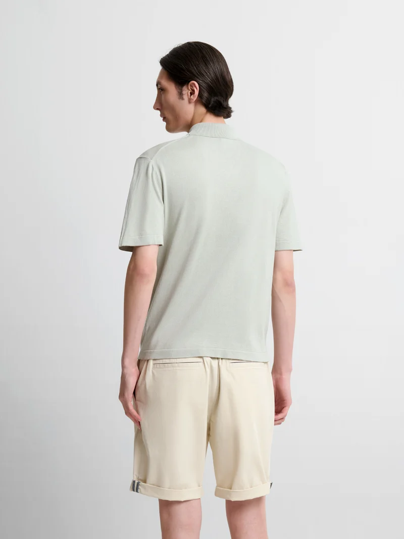 Polo col boutonné en soie mélangé