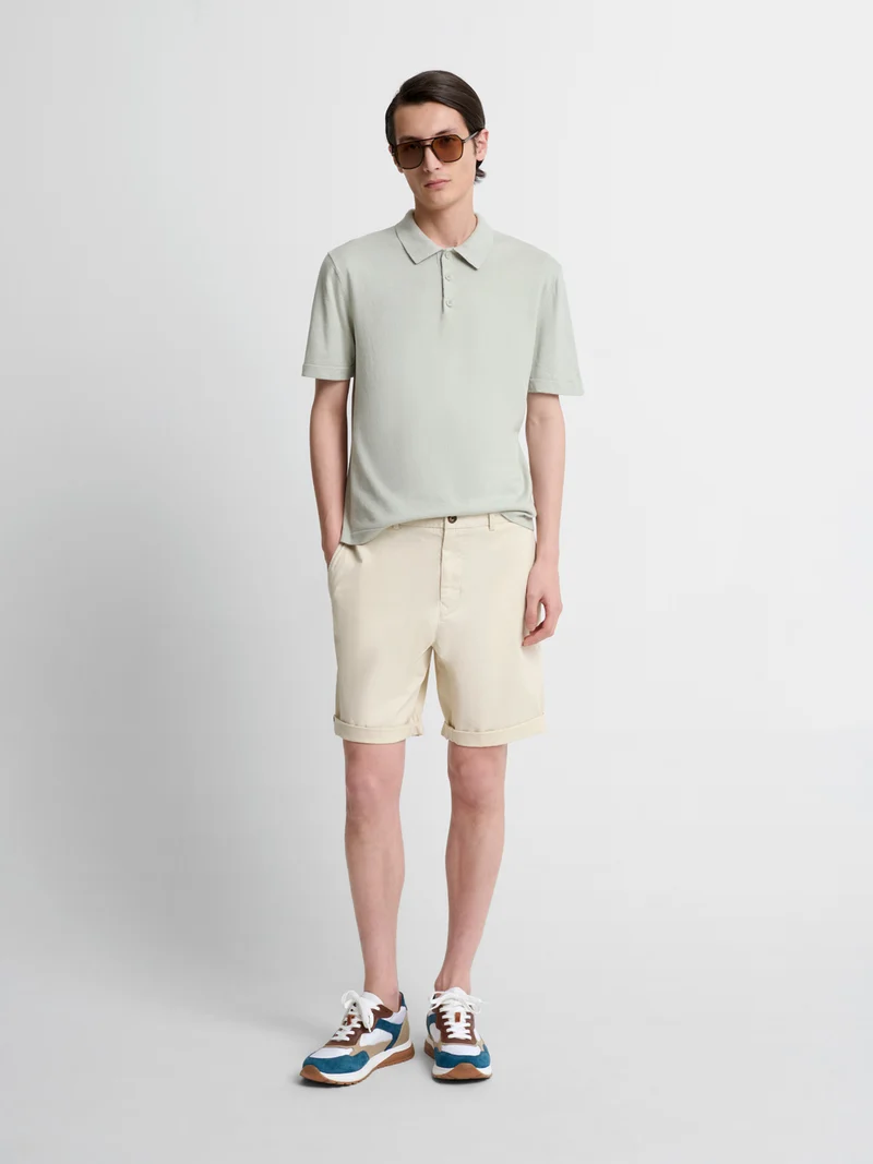 Polo col boutonné en soie mélangé