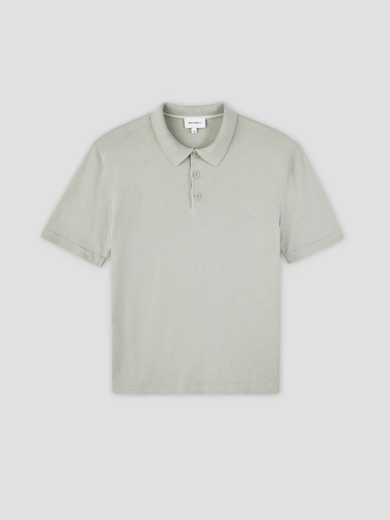 Polo col boutonné en soie mélangé