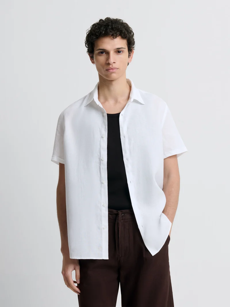 Chemise manches courtes slim en lin