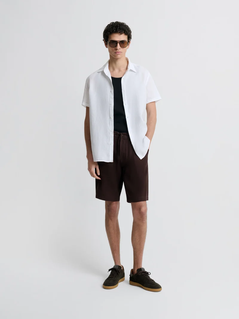 Chemise manches courtes slim en lin