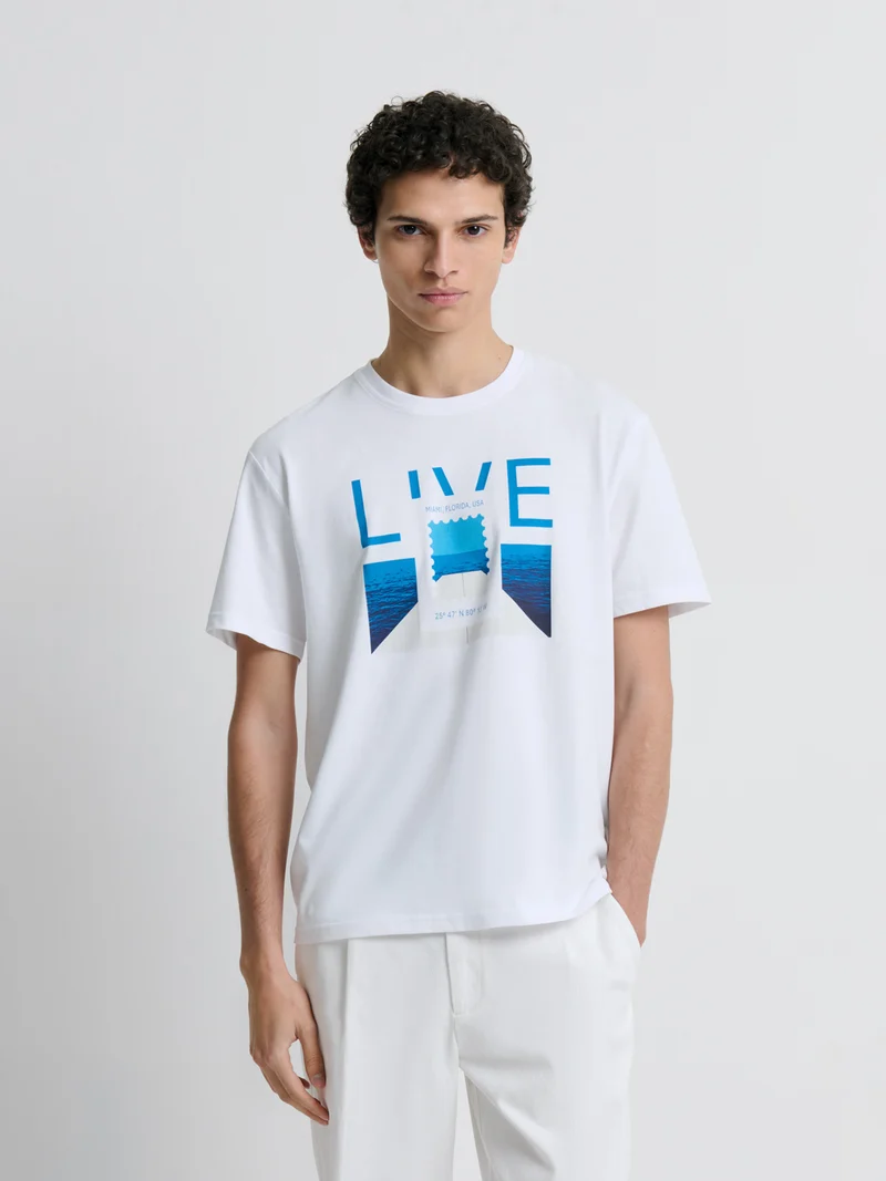 T-shirt col rond à motifs