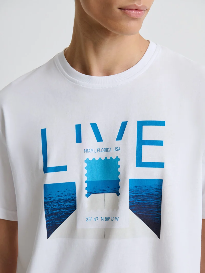 T-shirt col rond à motifs