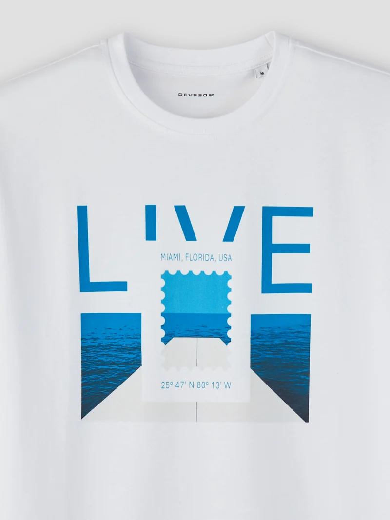 T-shirt col rond à motifs