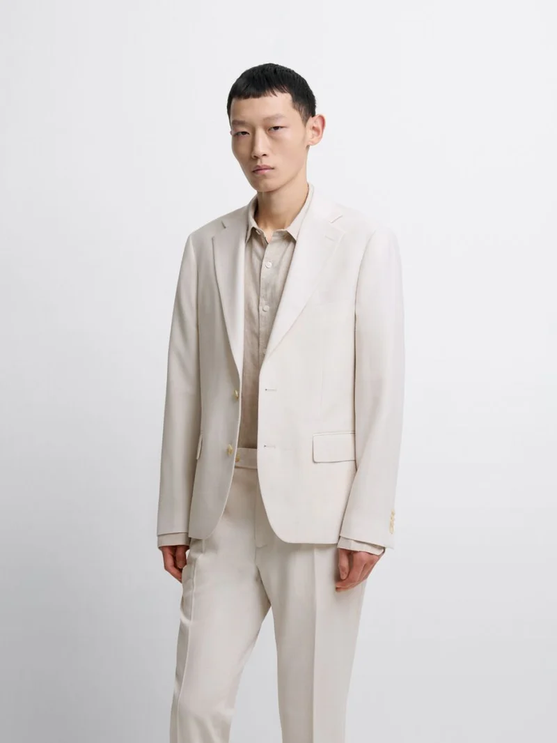 Costume 2 pièces slim blanc en laine mélangée