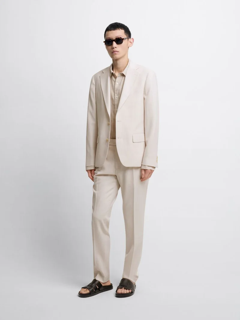 Costume 3 pièces slim blanc en laine mélangée