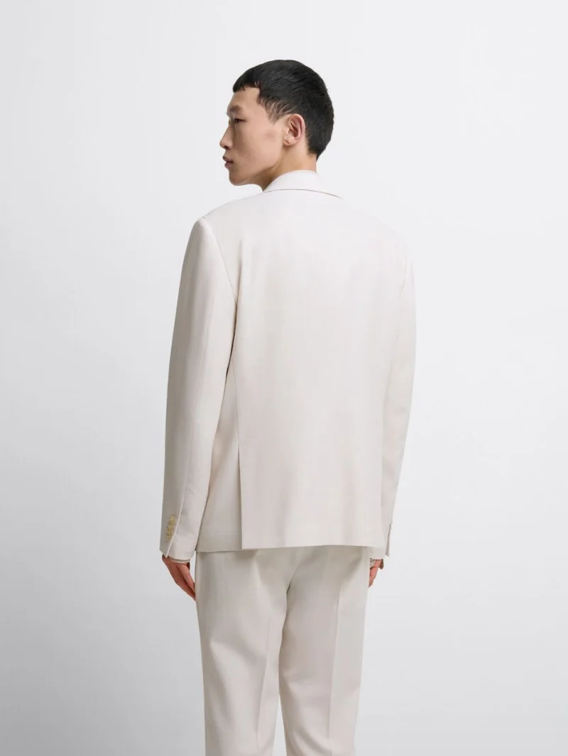 Costume 3 pièces slim blanc en laine mélangée