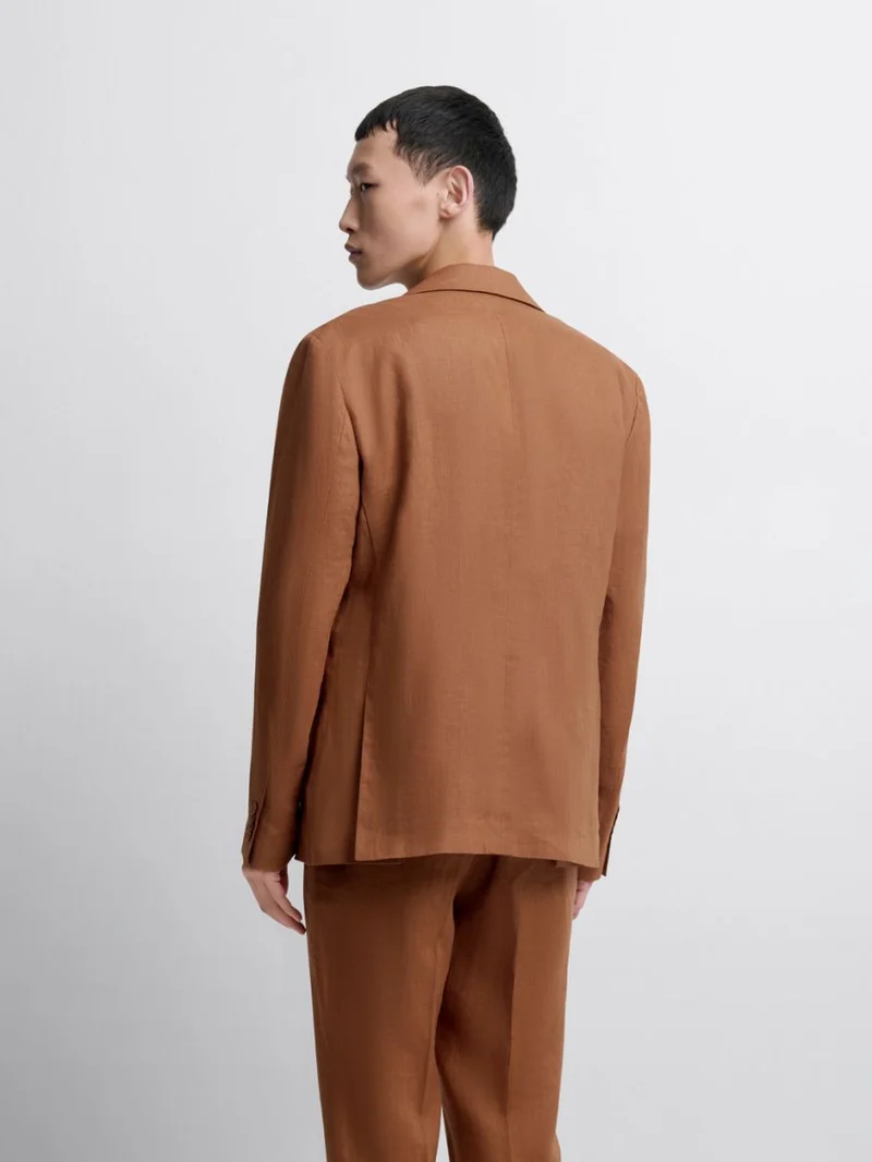 Costume 2 pièces slim en lin caramel
