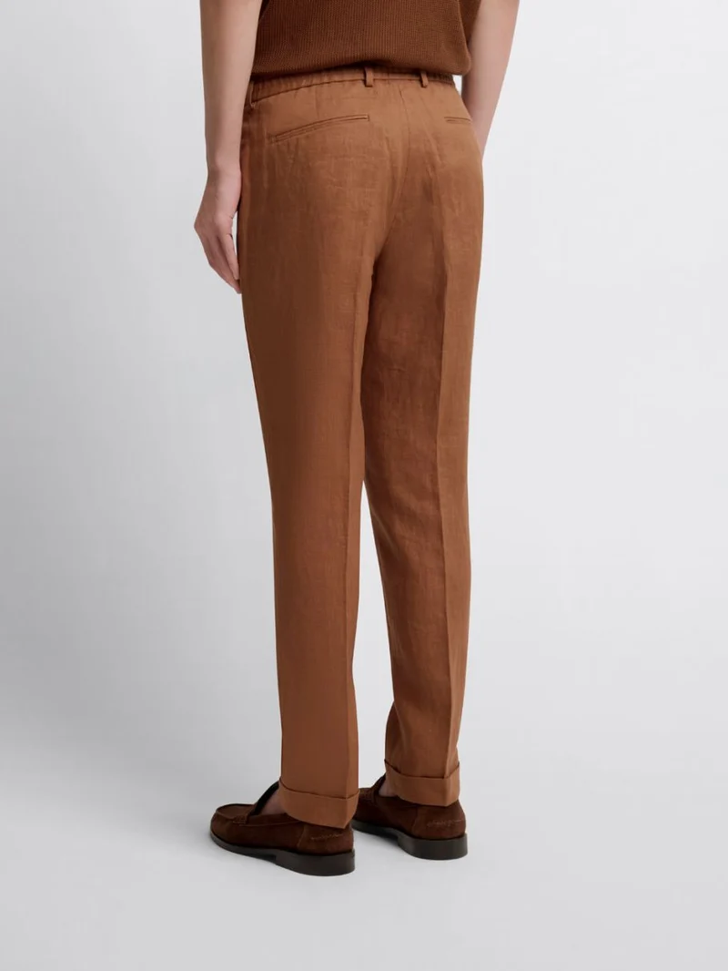 Costume 2 pièces slim en lin caramel