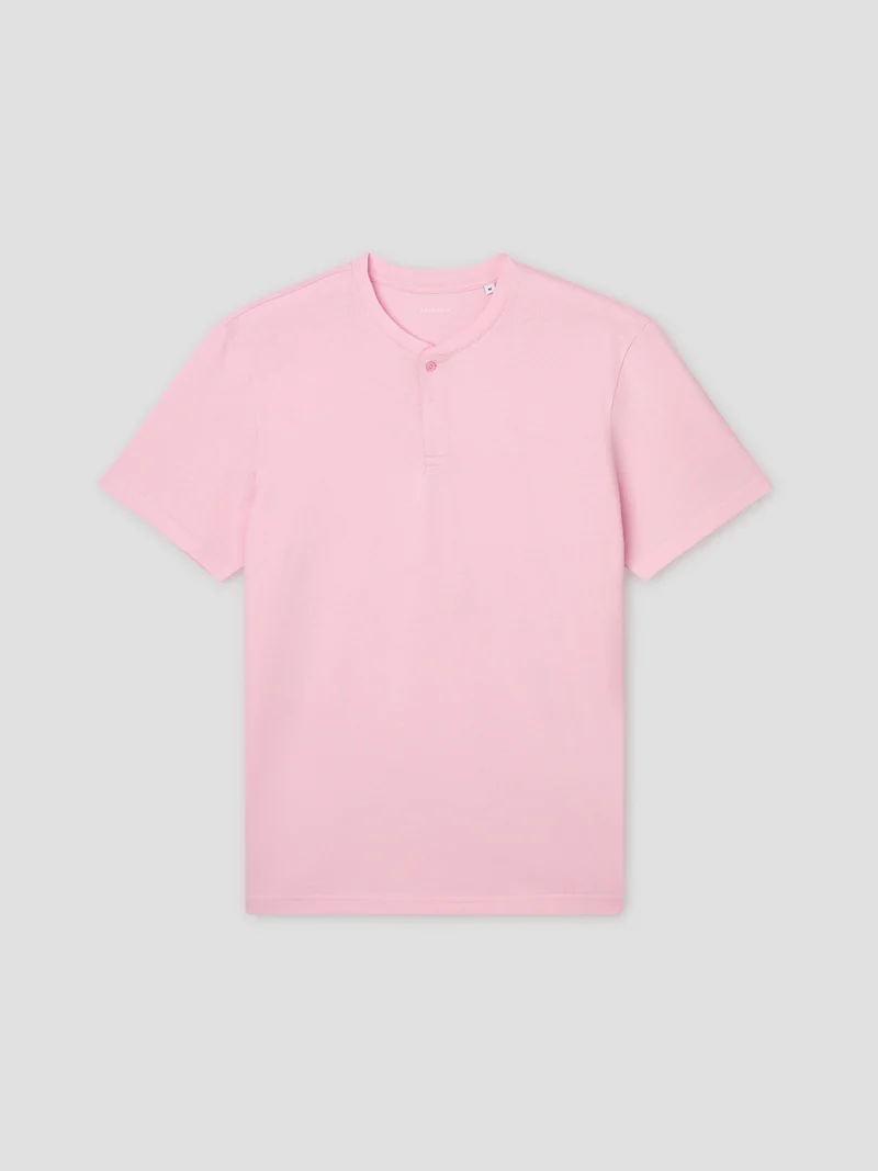 T-shirt col tunisien en coton