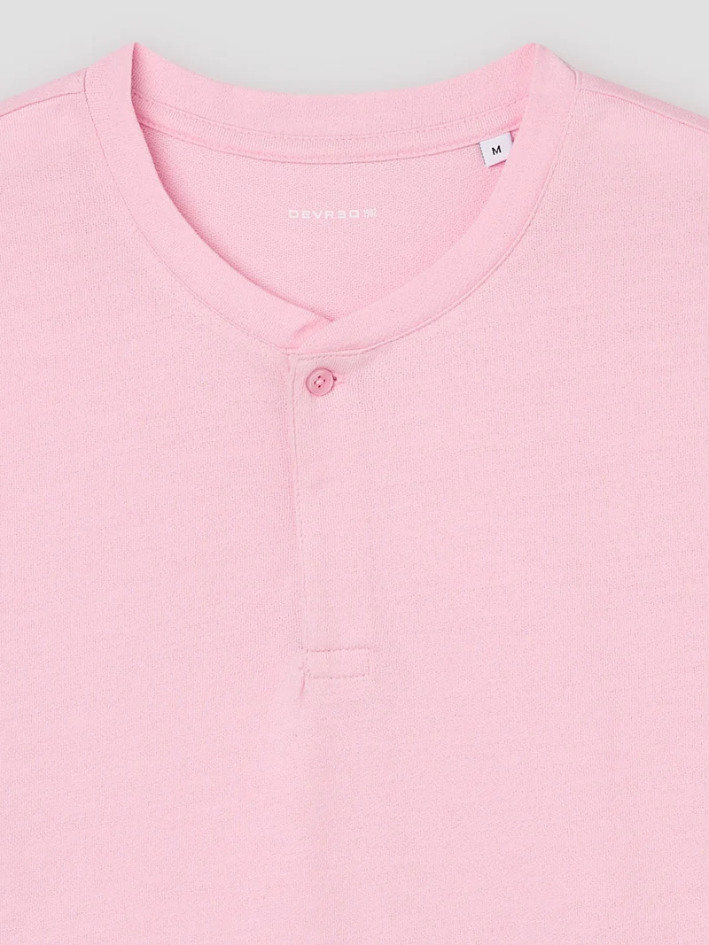 T-shirt col tunisien en coton