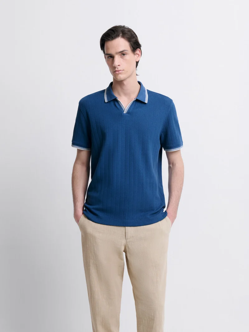 Polo col derby en coton