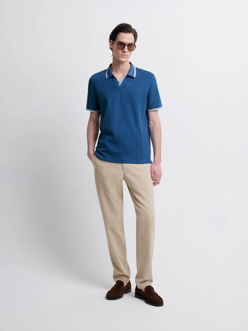 Polo col derby en coton