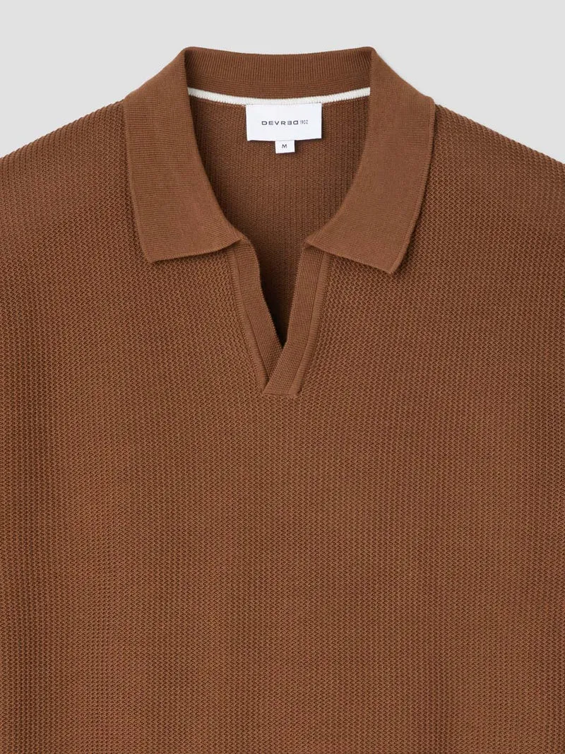 Polo maille col ouvert en coton bio
