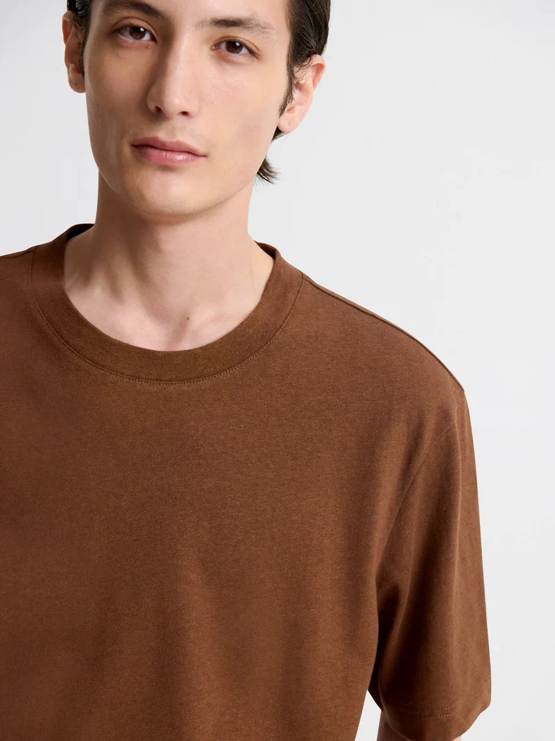 T-shirt col rond en coton lin