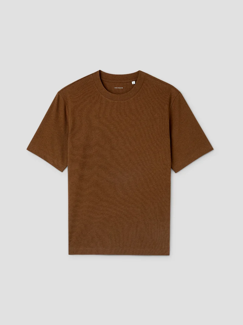 T-shirt col rond en coton lin