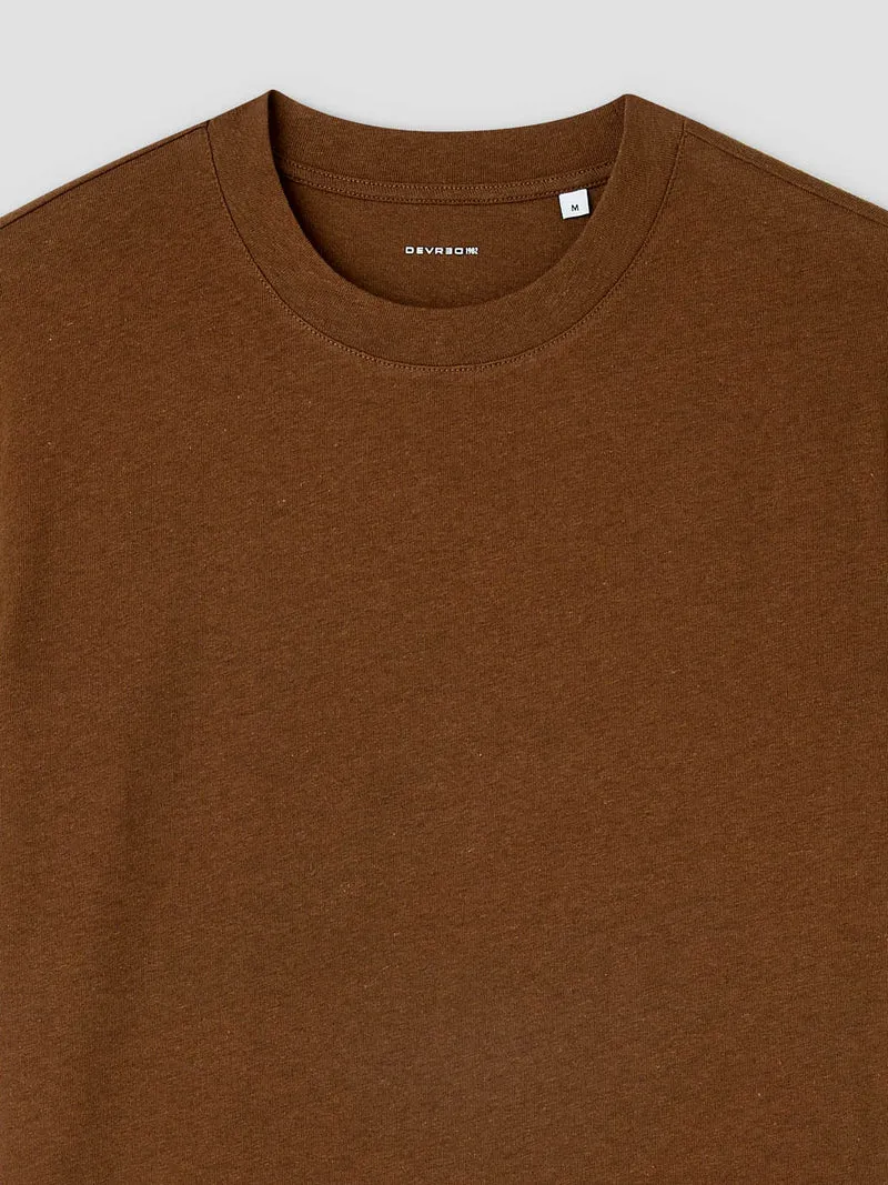 T-shirt col rond en coton lin