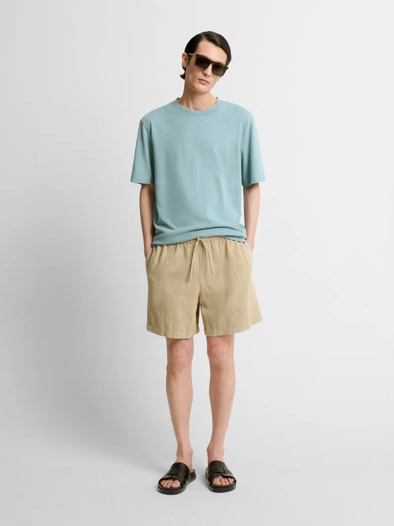 T-shirt col rond en coton lin