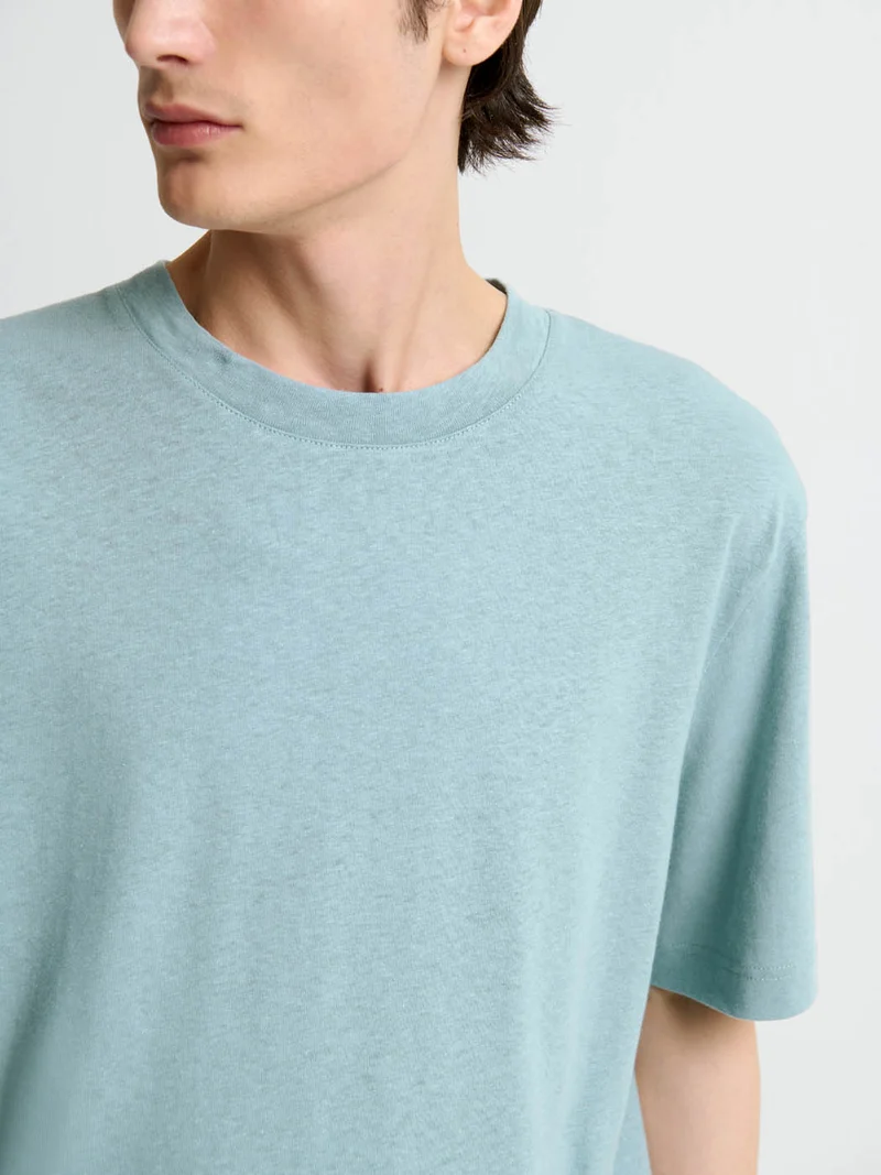 T-shirt col rond en coton lin