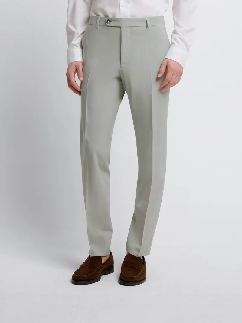 Costume 2 pièces slim en laine mélangée vert amande