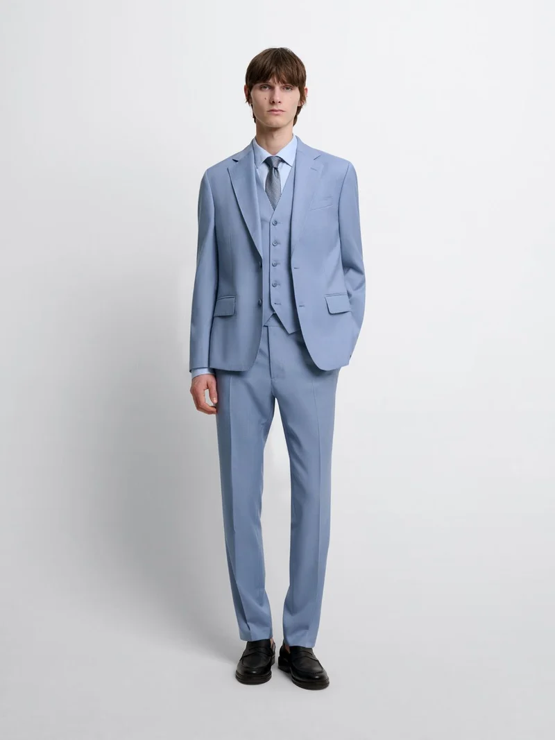Costume 3 pièces slim en laine bleu clair