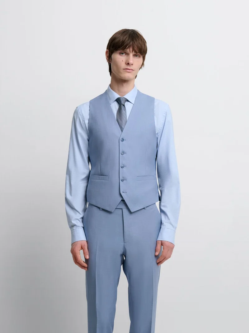 Costume 3 pièces slim en laine bleu clair