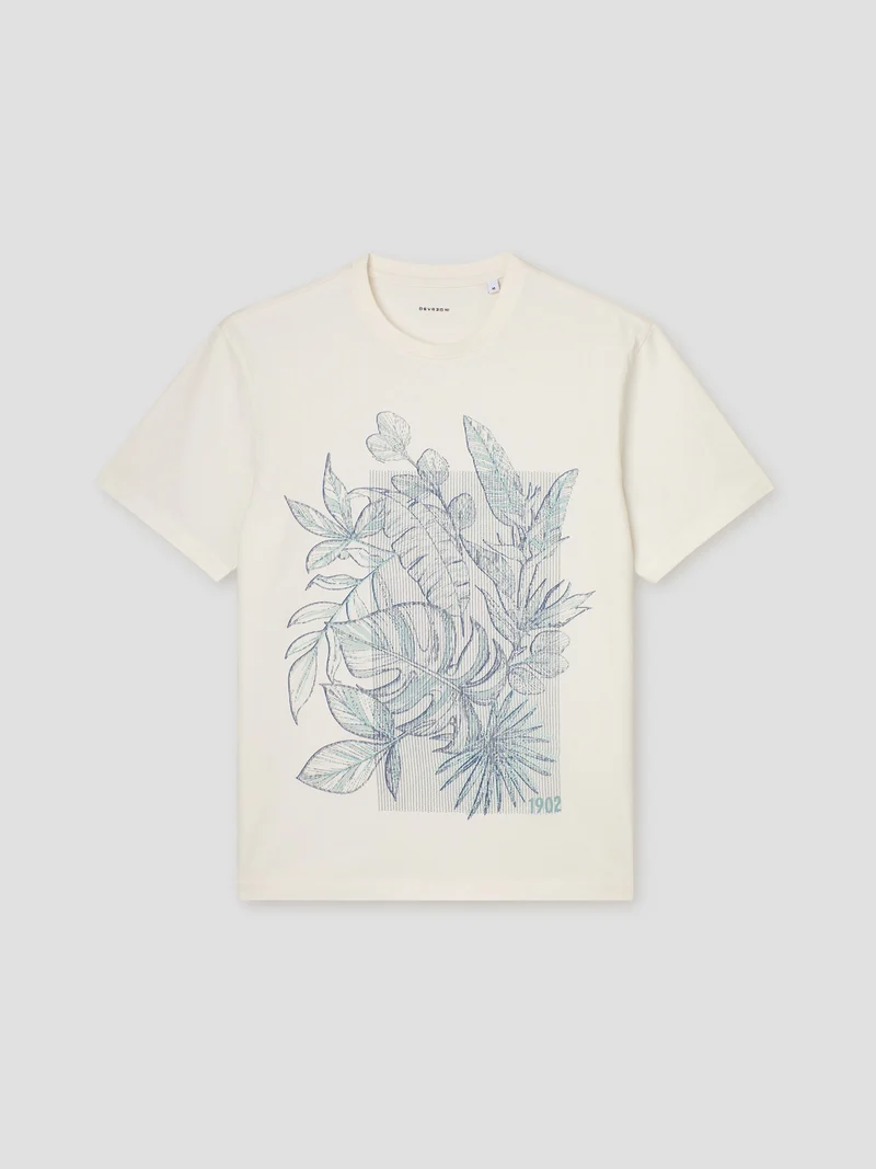 T-shirt col rond fleuri