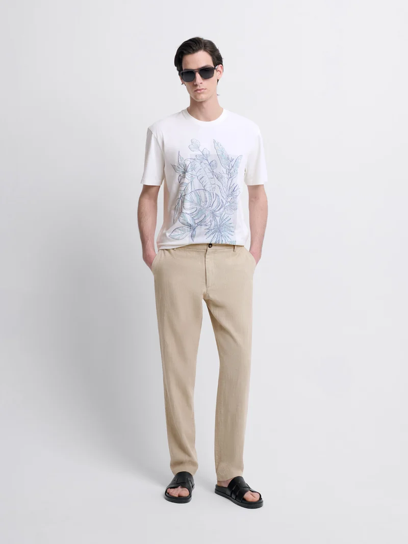 T-shirt col rond fleuri