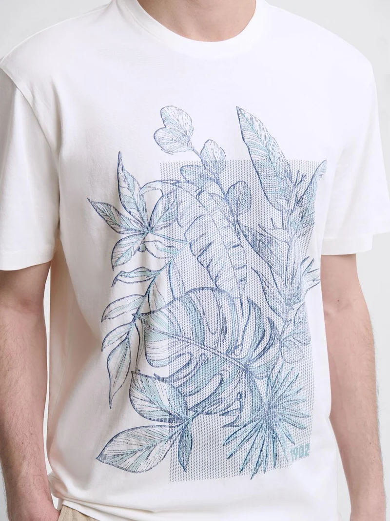 T-shirt col rond fleuri
