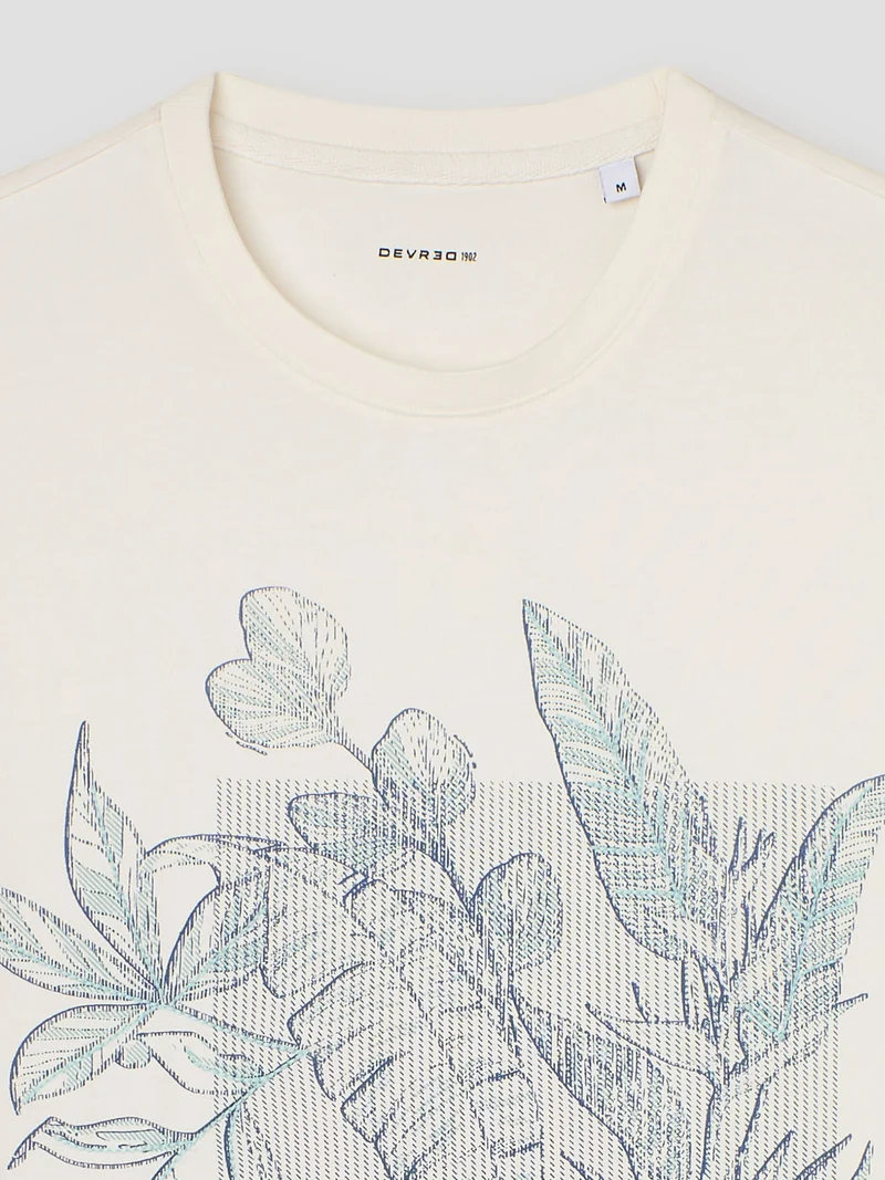 T-shirt col rond fleuri