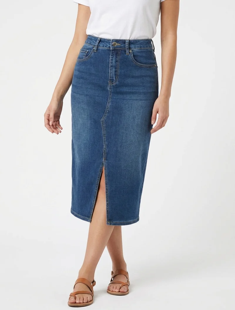 Jupe crayon en jean - Bleu denim